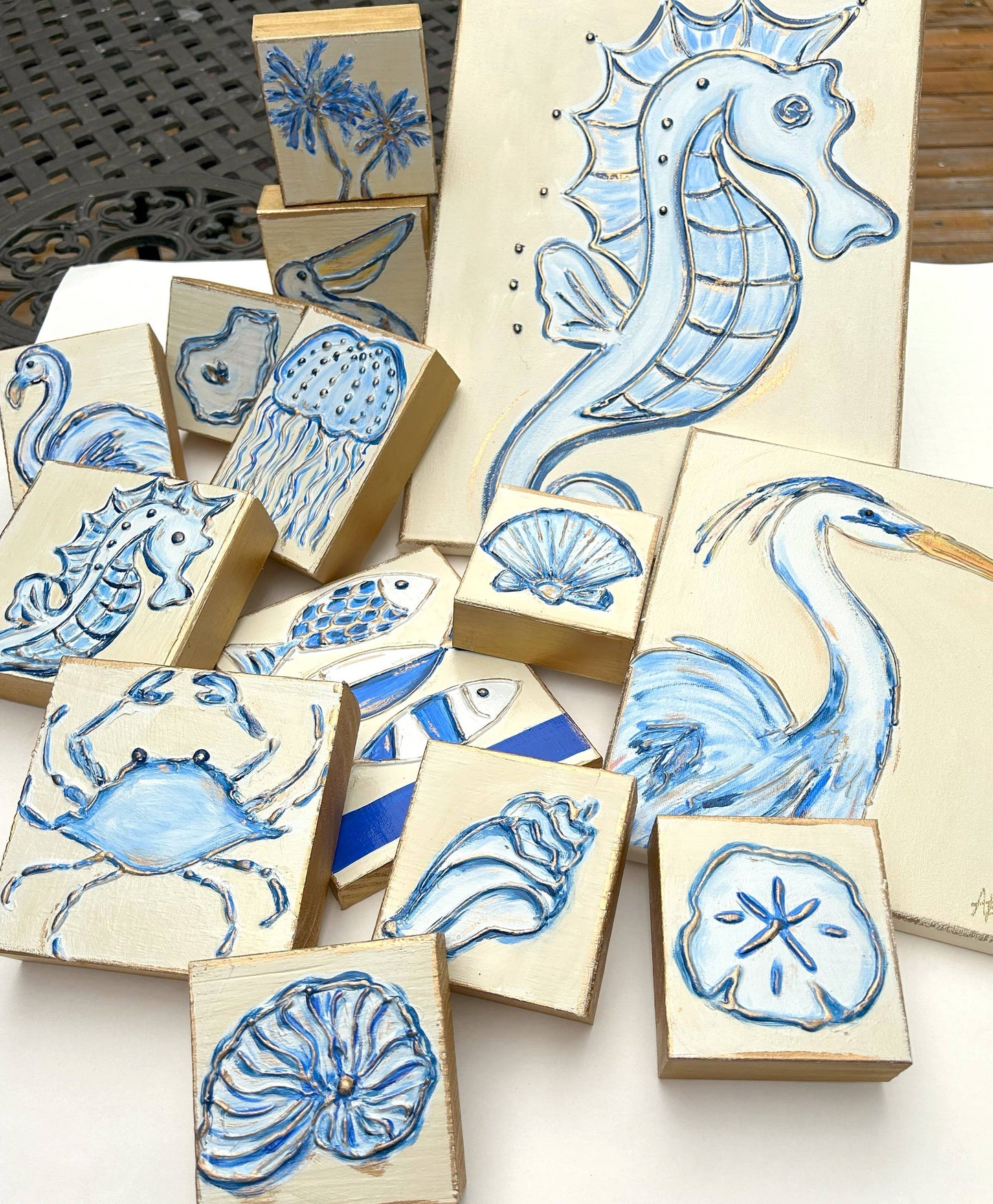 Blue Crab | coastal beach nautical ocean blue and white