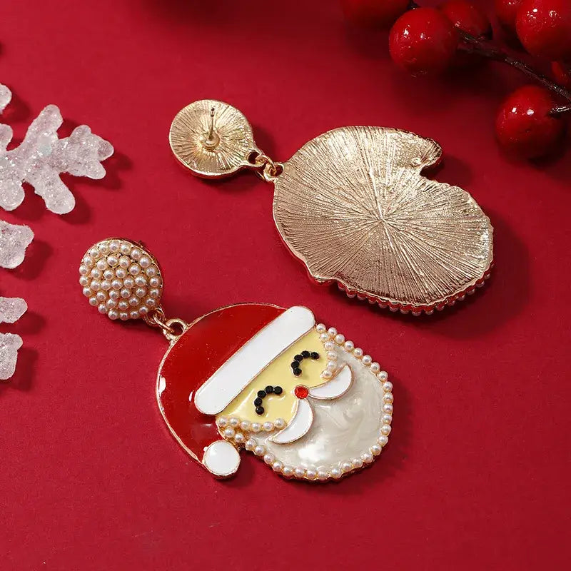 Santa Costume Jewelry Earrings Christmas Theme Holiday