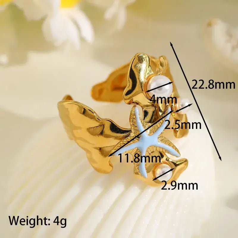 Starfish Beach Summer Adjustable Ring