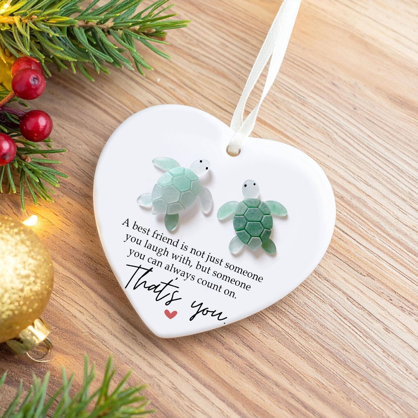 Ceramic Friendship Flat Sea Faux Glass Ornament: Heart