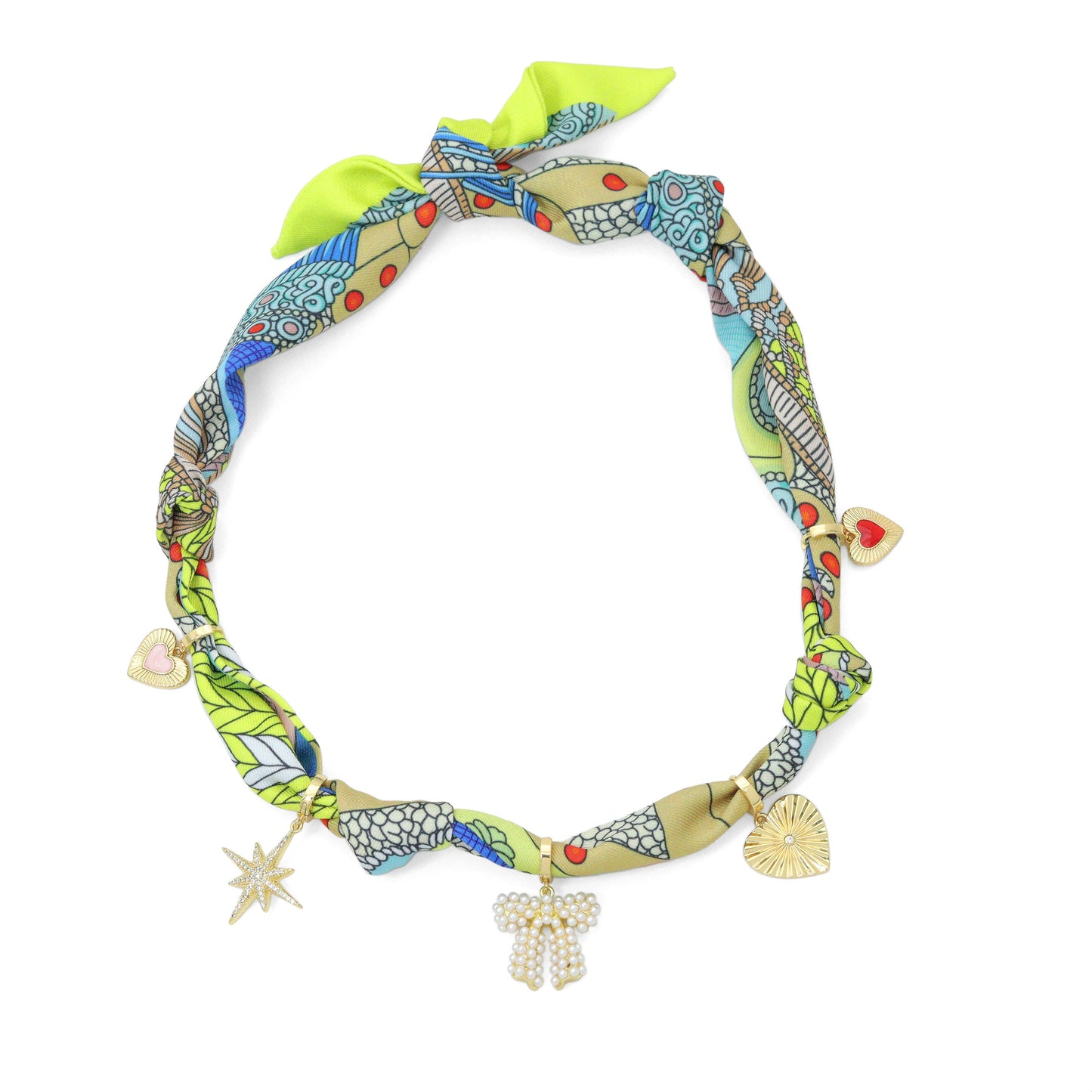 Convertible Scarf Necklace, Adjustable Silk Scarf nkl, EF808: #2 / Scarf with LD746 Heart