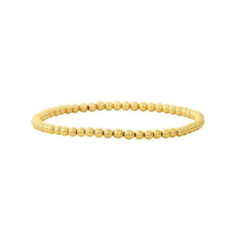 18K Gold Plated Copper Pearl and Gold Beaded Ball Bracelet: Three Small Pearls