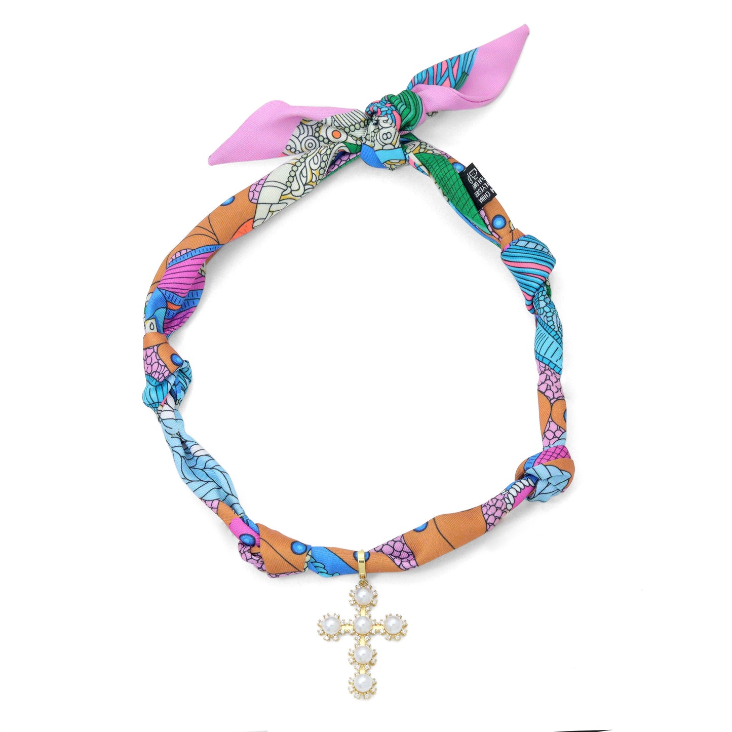 Convertible Scarf Necklace, Adjustable Silk Scarf nkl, EF808: #3 / Scarf with LD622-Heart