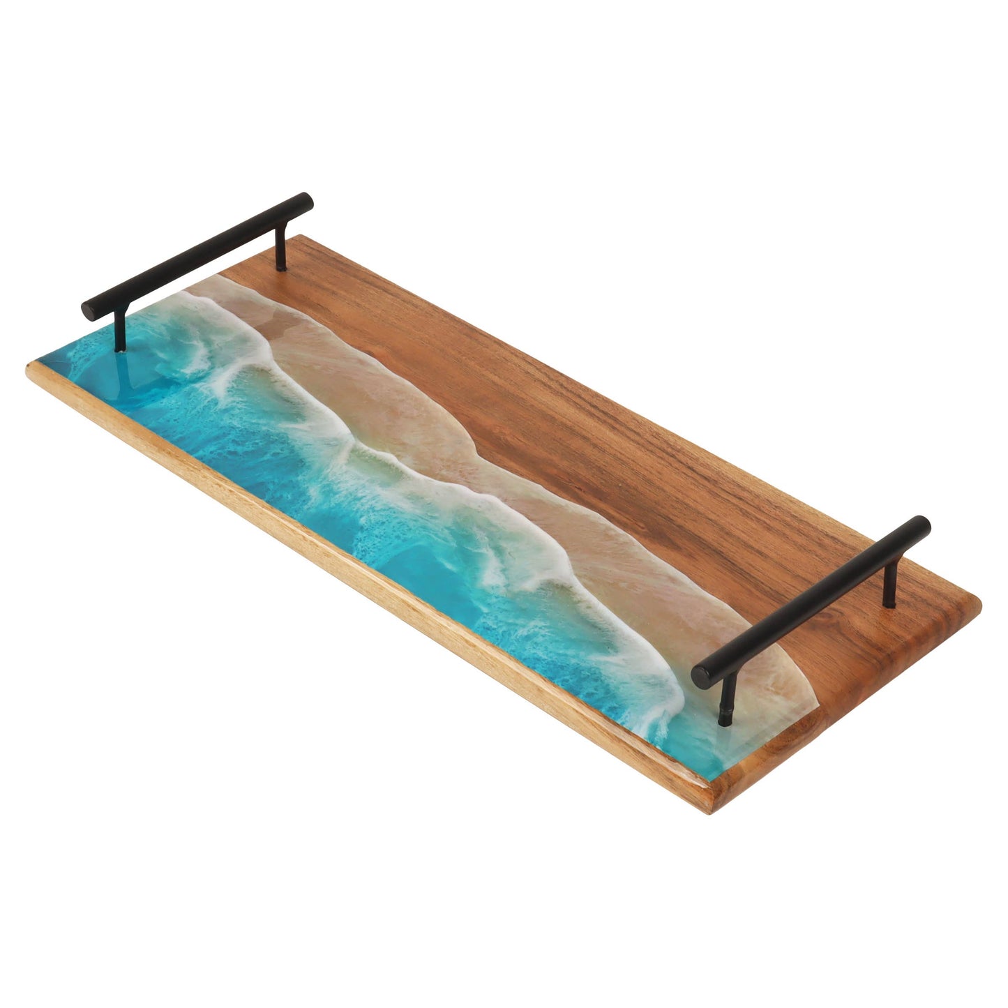 Coastal Wave Acacia Wood Tray Server
