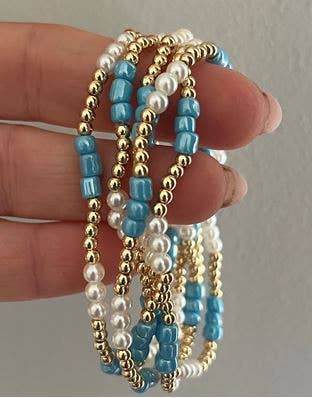 Gold Filled & Pearl Bracelet - water proof/ non-tarnish: Pearl