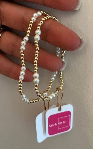 Gold Filled & Pearl Bracelet - water proof/ non-tarnish: Pearl
