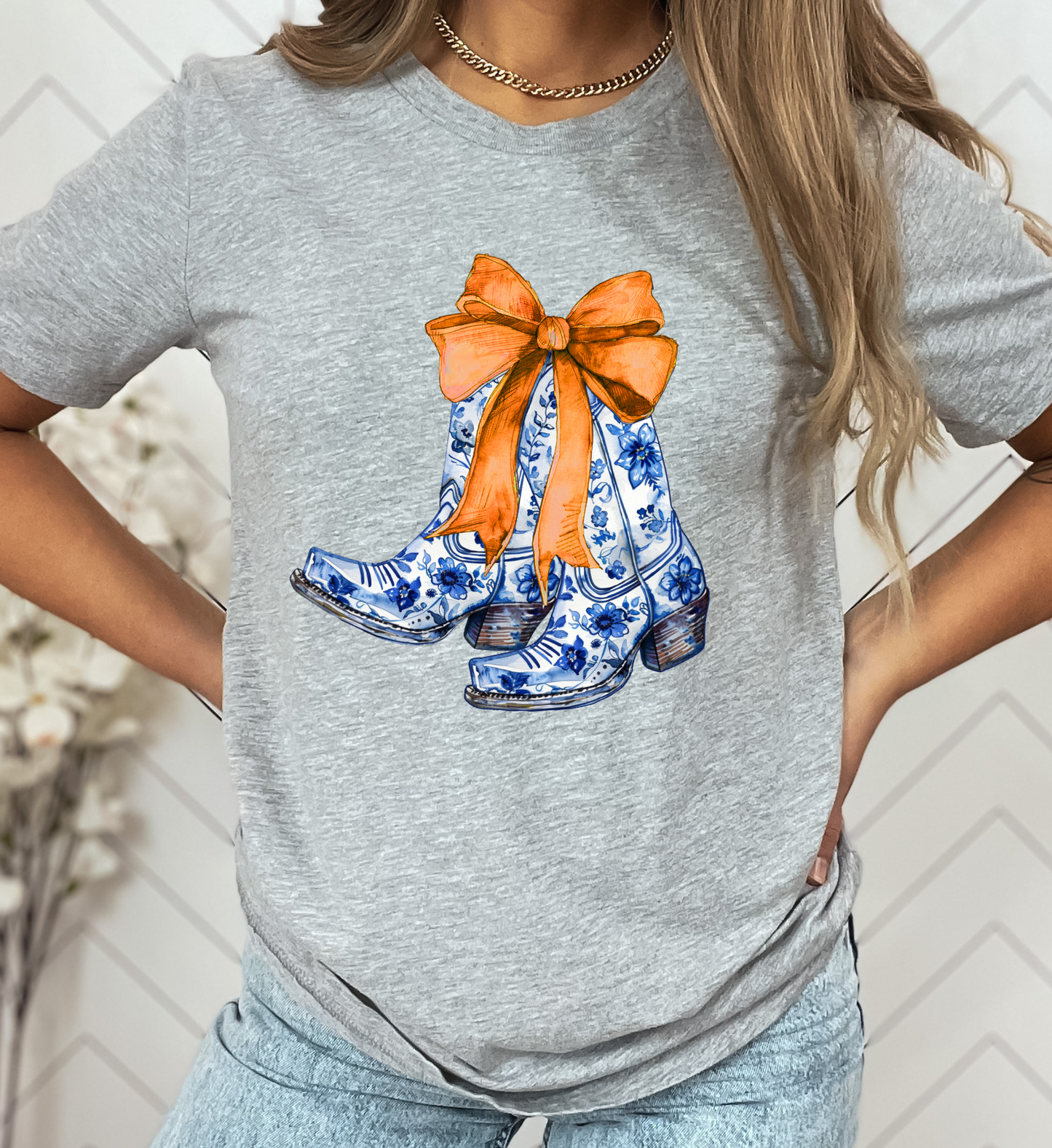 Auburn Cowboy Boots Shirt: White / M / Bella Canvas