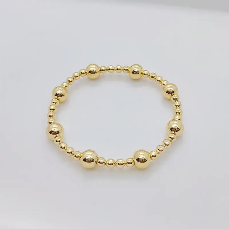 Gold Plated Geometric Classic Bracelets Stretch Elastic: Style B - 3 Balls Large