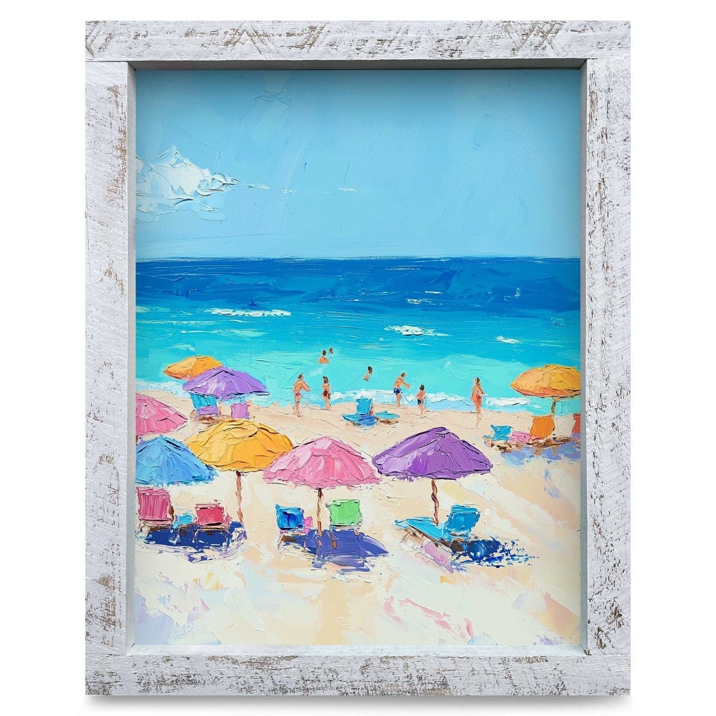 Blue Sky Beach | Real Wood Framed Wall Art Print: 8"x12"