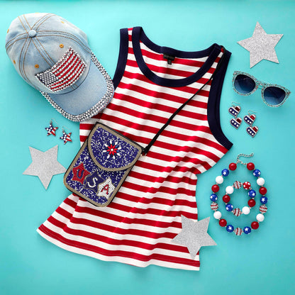 Beaded Star Earrings | 4th of July: Red/White/Blue