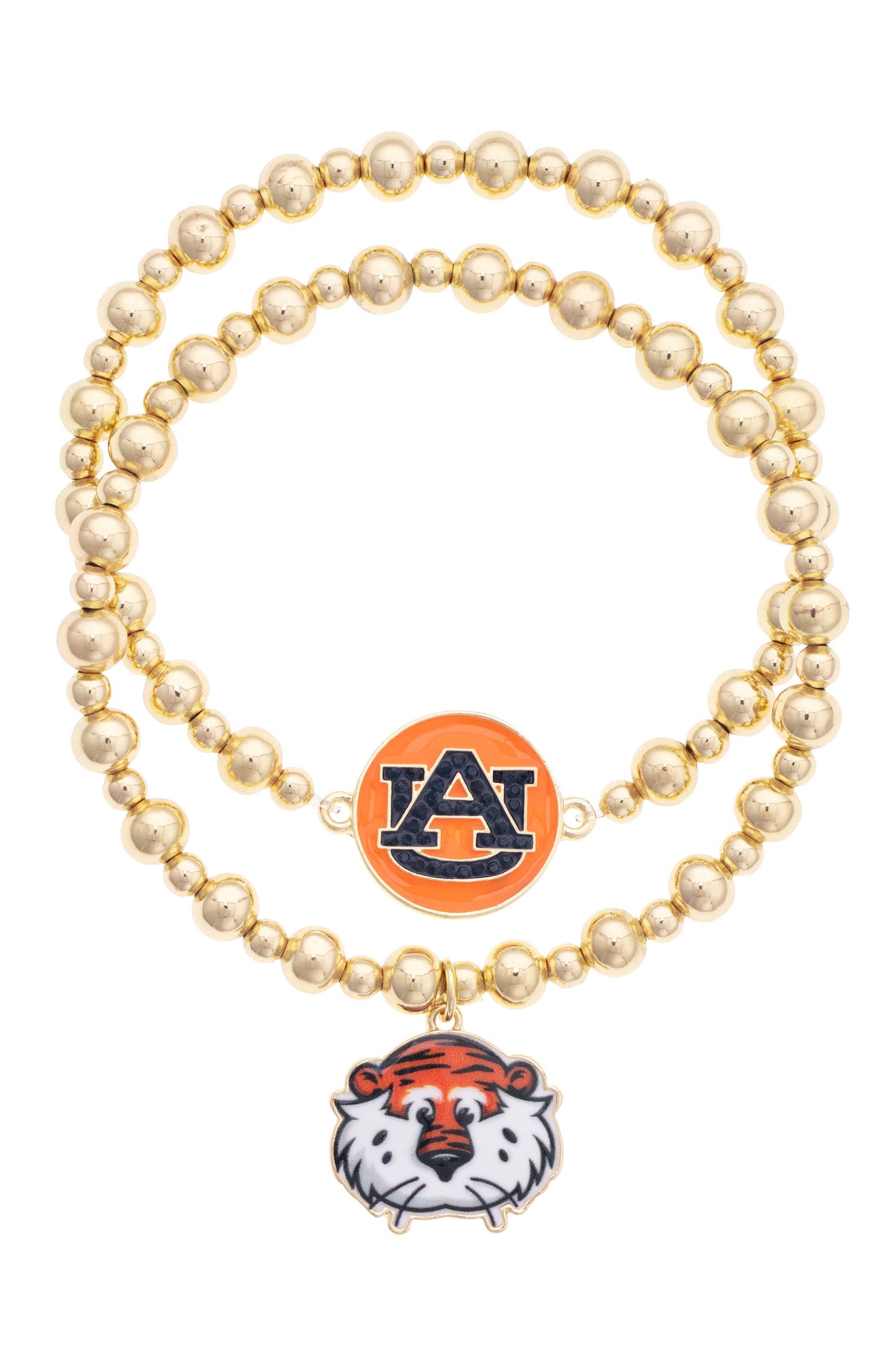 Auburn Tigers Ball Bead BraceletSet of 2