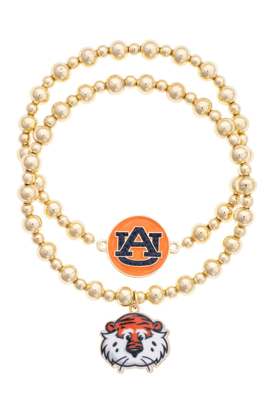 Auburn Tigers Ball Bead BraceletSet of 2
