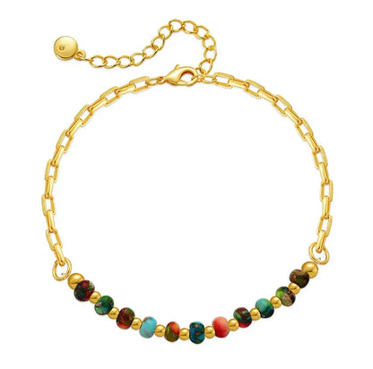 Colorful Beaded 18K Gold Plated Adjustable Bracelet