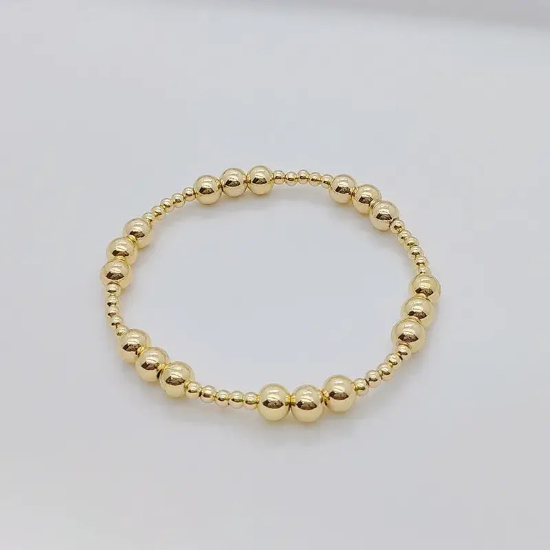 Gold Plated Geometric Classic Bracelets Stretch Elastic: Style C - 3 Balls Small