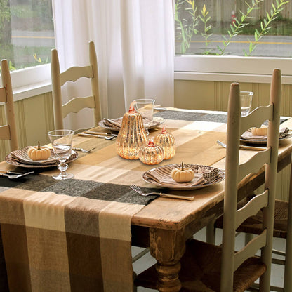 Battery-Operated Gold Mercury Glass Pumpkins - Set of 3