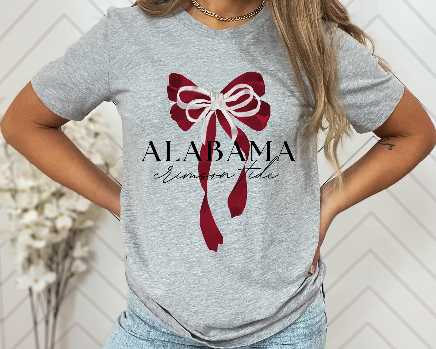 Alabama Bow Tee: Charcoal / M / Bella Canvas