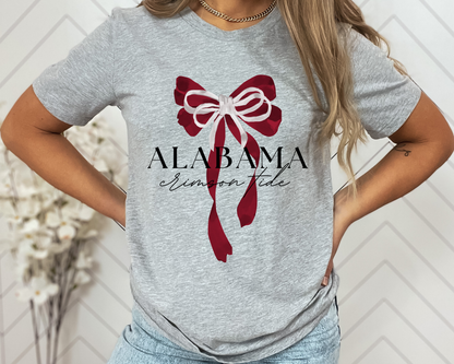 Alabama Bow Tee: Charcoal / L / Bella Canvas