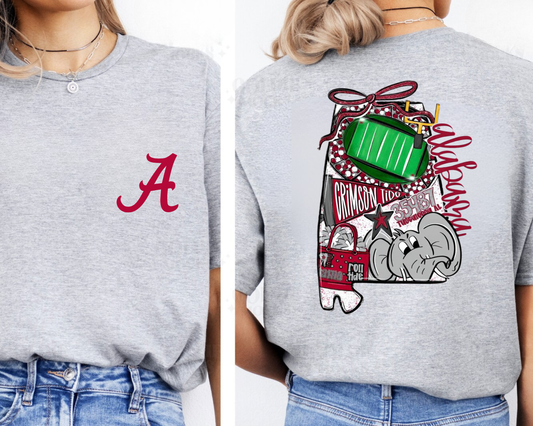 Alabama Collegiate State Design Tee: Sport Grey / M / Bella Canvas