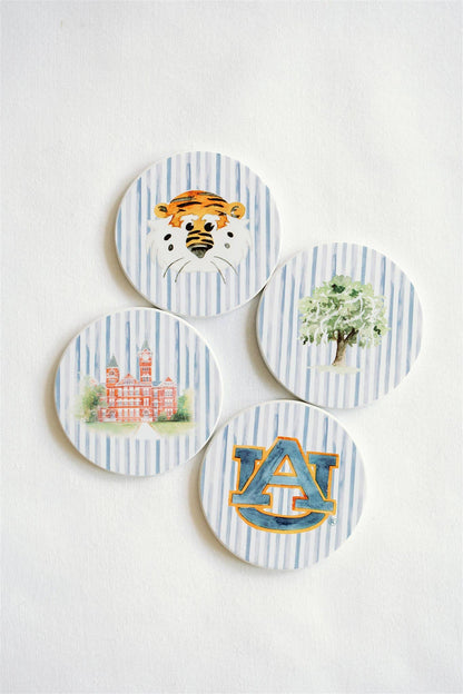 Ceramic Auburn Striped Coasters