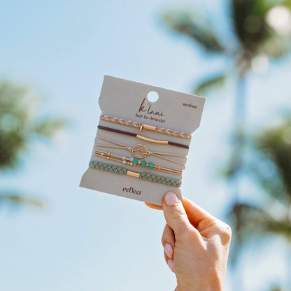 "Reflect" Gold Wave with Beachy Neutrals Hair Tie Bracelets: Medium