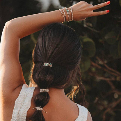 "Reflect" Gold Wave with Beachy Neutrals Hair Tie Bracelets: Medium
