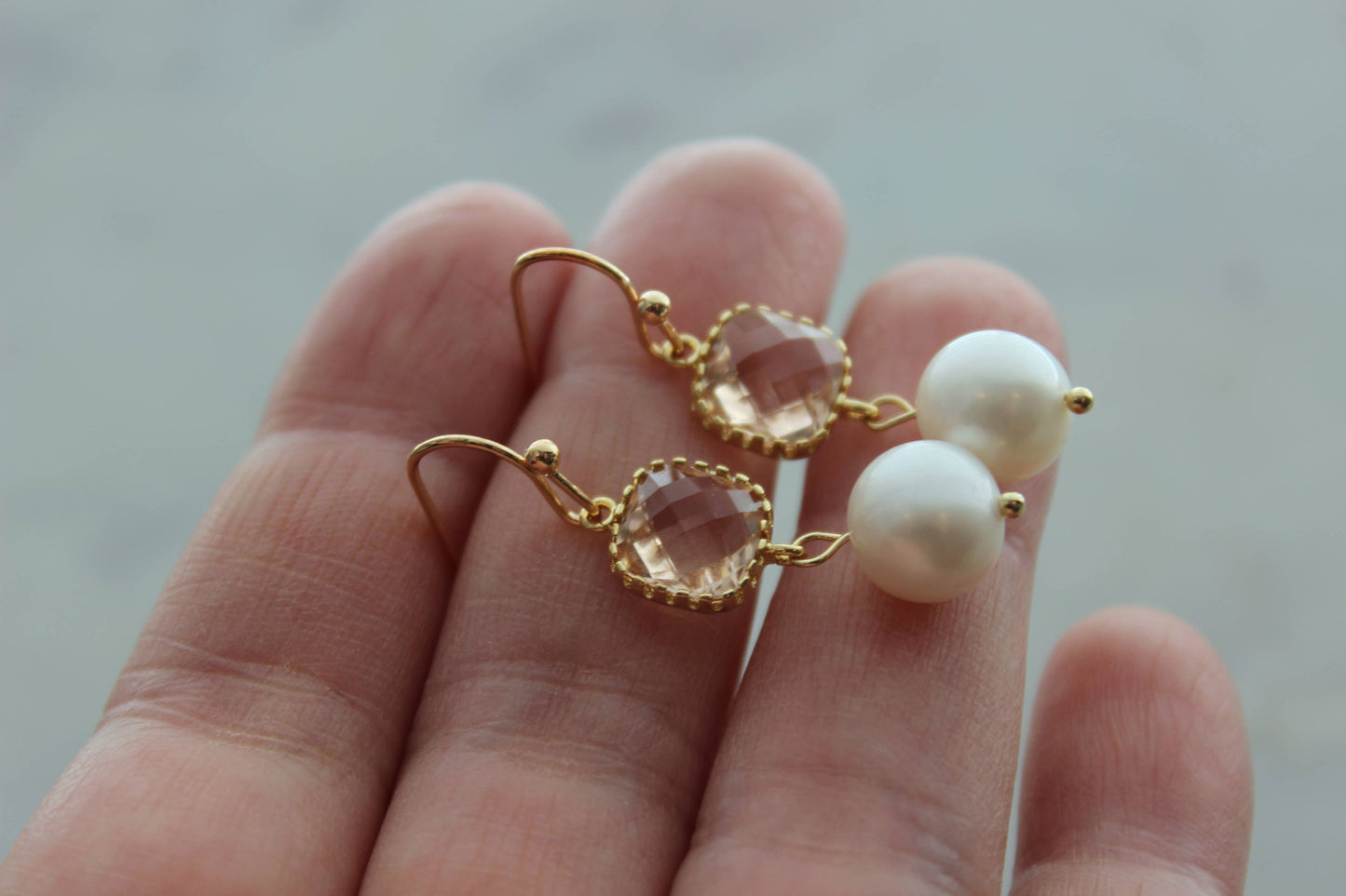 Gold Blush Pearl Earrings