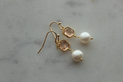 Gold Blush Pearl Earrings