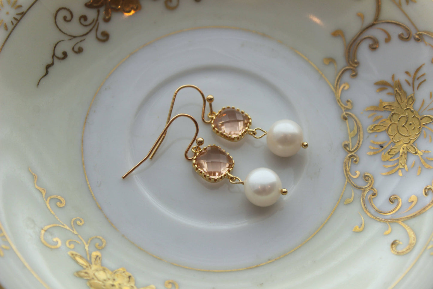Gold Blush Pearl Earrings