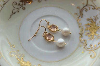Gold Blush Pearl Earrings