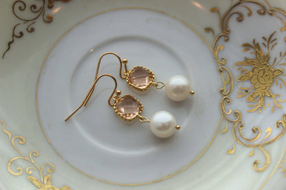Gold Blush Pearl Earrings