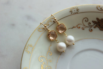 Gold Blush Pearl Earrings