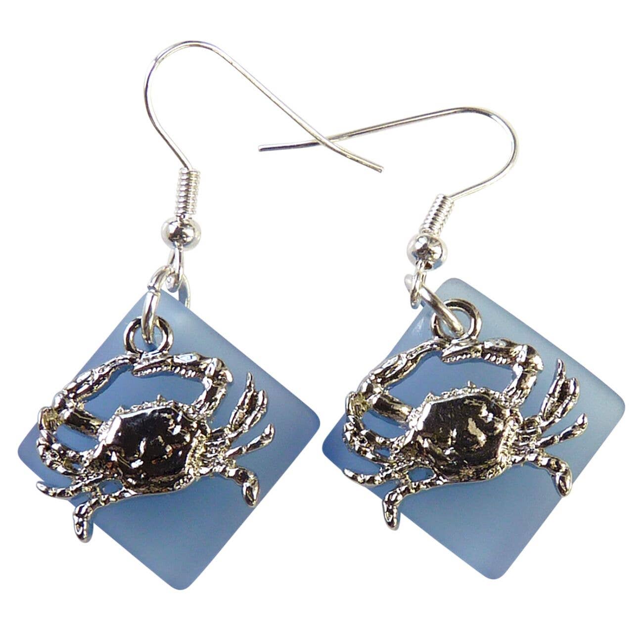 Crab Beach Glass Earrings - Assorted colors