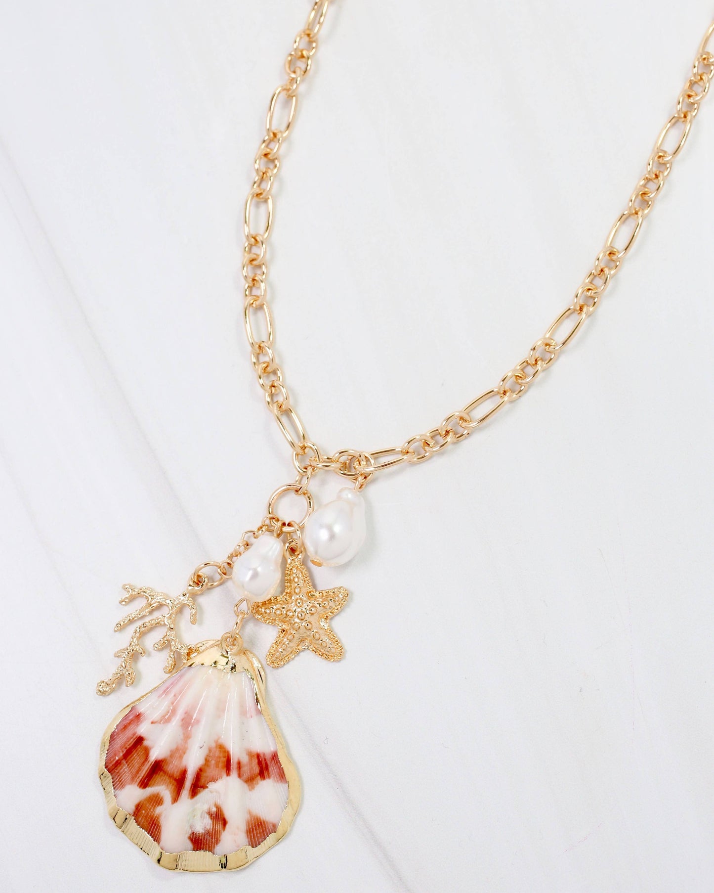 Caye Remy Sea Charm Cluster Necklace Gold: Default