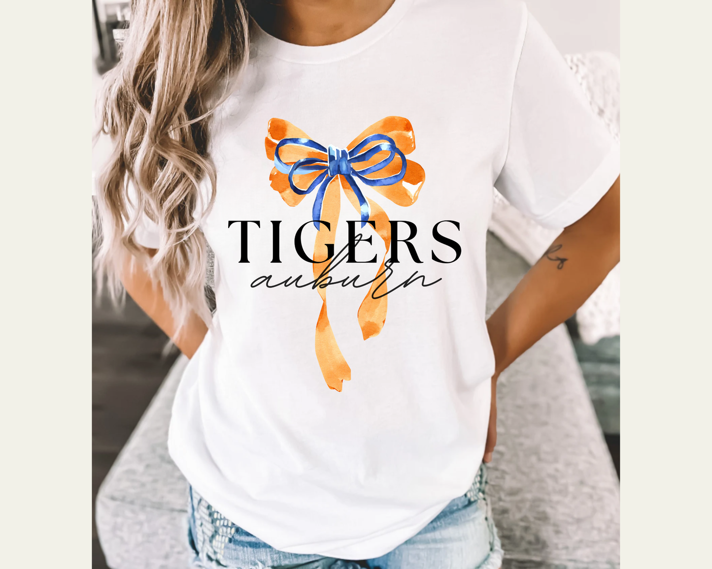 Auburn Bow Tee: Navy / Medium / Bella Canvas