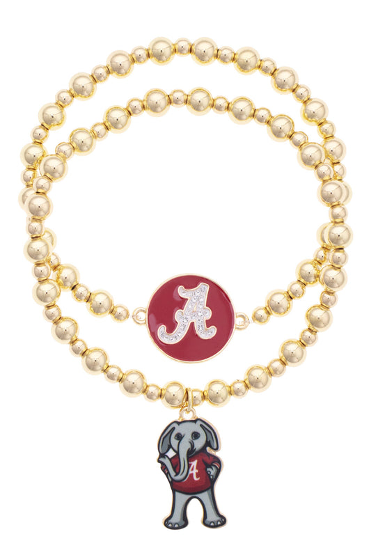 Alabama Crimson Tide Ball Bead Bracelet Set of 2