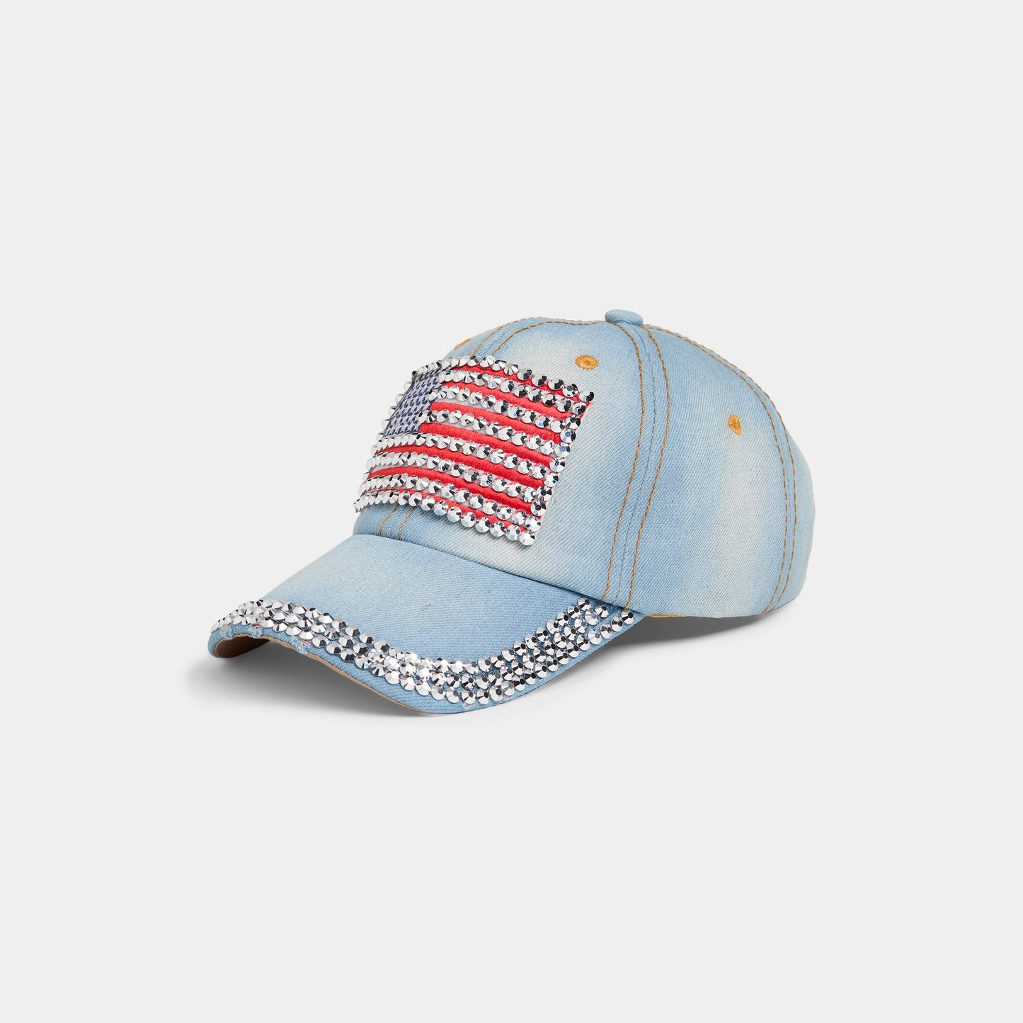 Bedazzled Flag Hat | 4th of July: Light Denim