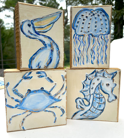 Blue Crab | coastal beach nautical ocean blue and white