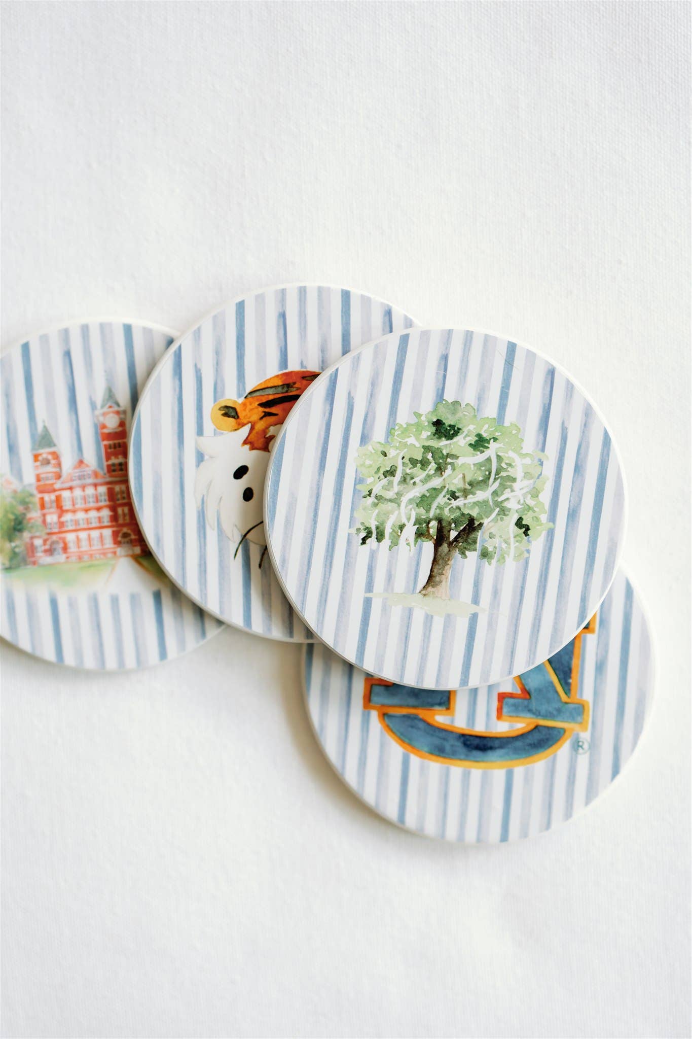 Ceramic Auburn Striped Coasters