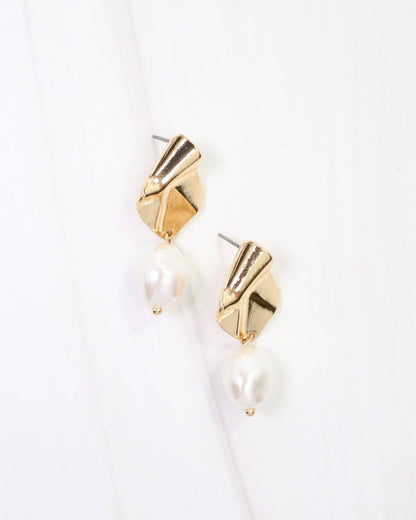 Torrington Pearl Drop Earring Gold: Default