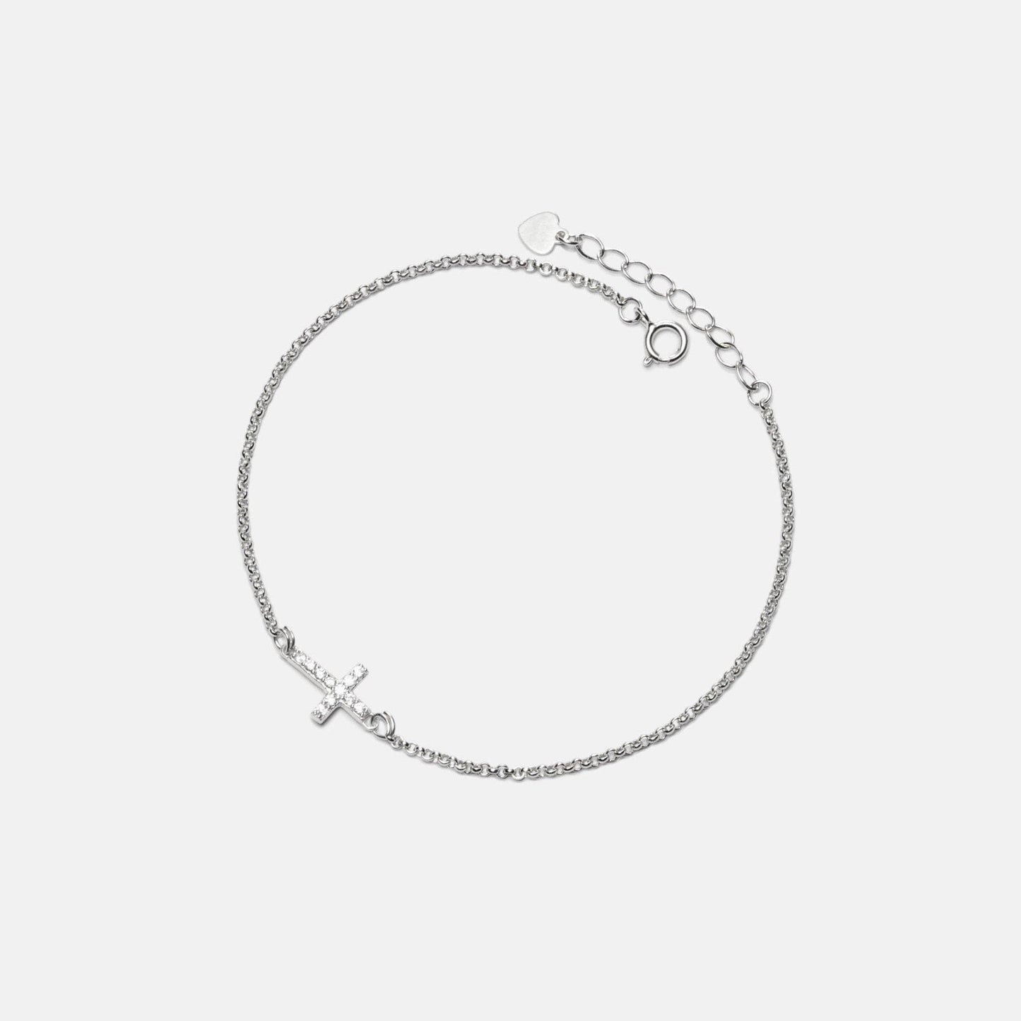 Dainty Gold Cross Charm Bracelet in 925 Sterling Silver: Gold