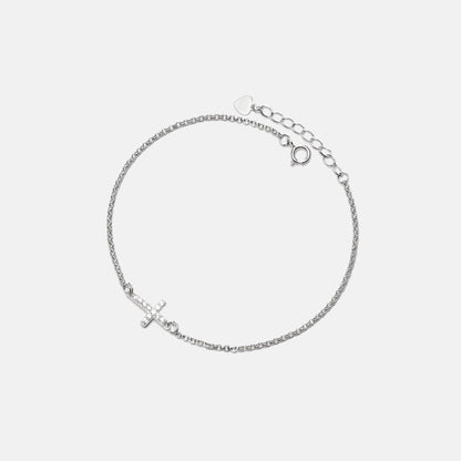 Dainty Gold Cross Charm Bracelet in 925 Sterling Silver: Gold