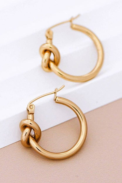 18K Gold Plated Waterproof Stainless Steel Hoop Earrings - 7076: S0OX3T7076 Gold