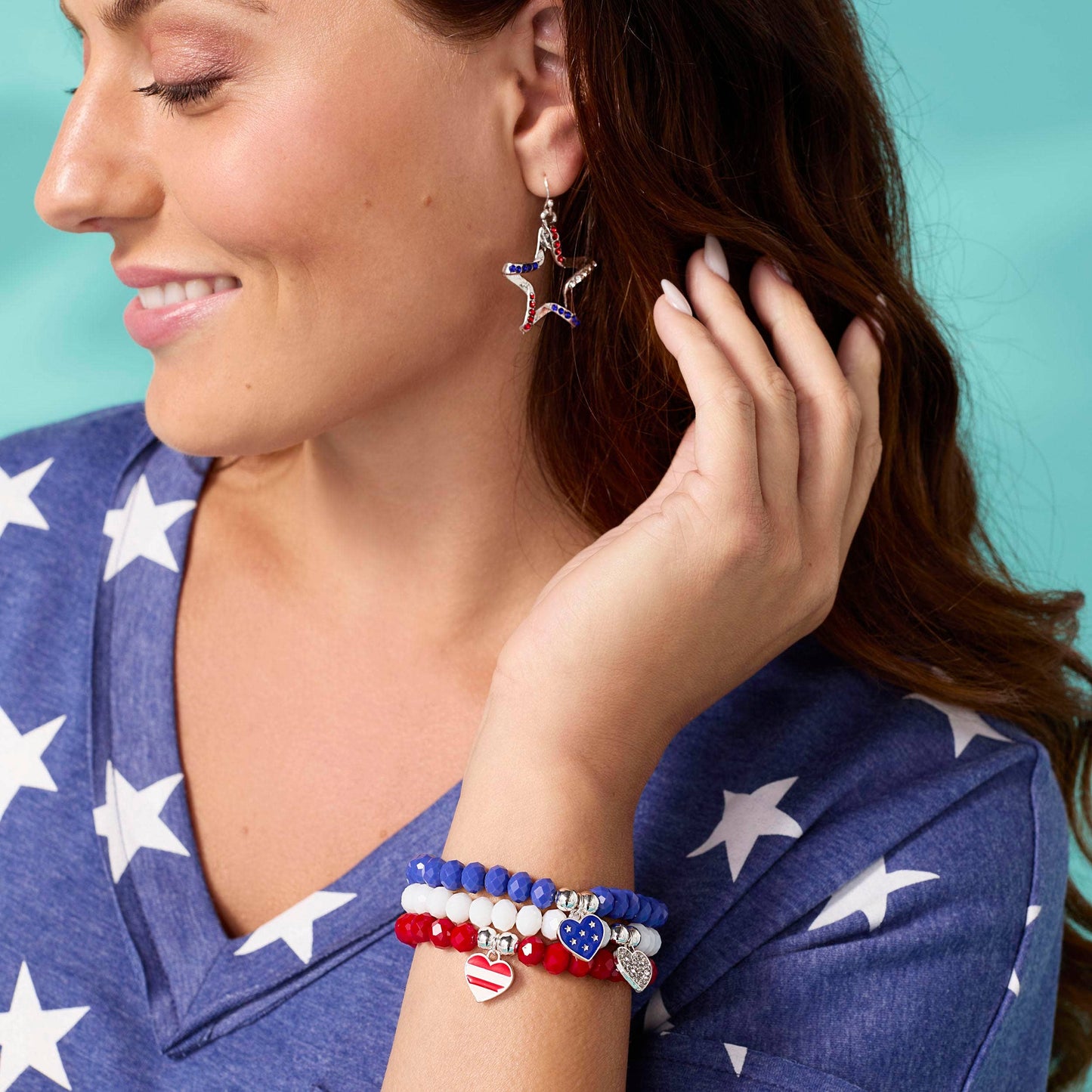 Beaded Star Earrings | 4th of July: Red/White/Blue