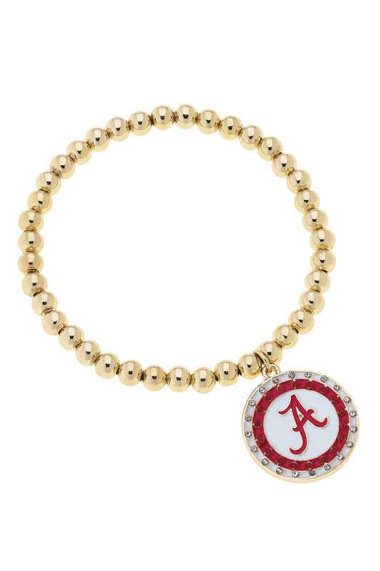 Alabama Crimson Tide Pave Disc Ball Bead Stretch Bracelet