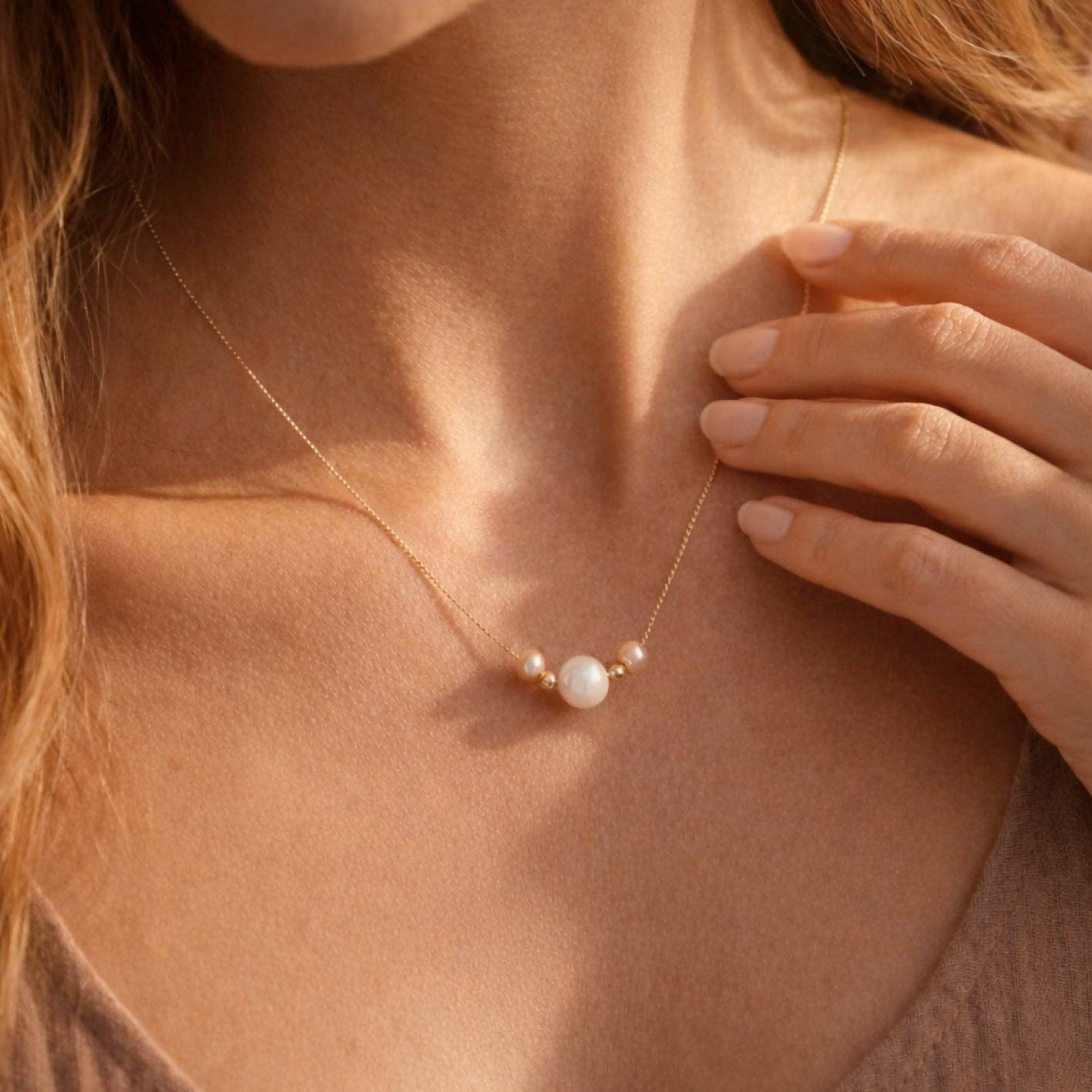 18K Gold PVD Plated Stainless Steel Freshwater Pearl Necklace – 7978: S0OX3T7978