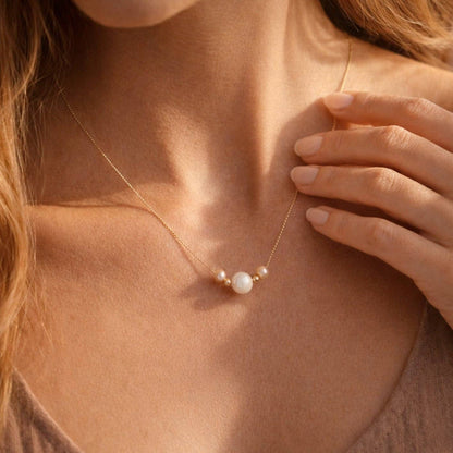 18K Gold PVD Plated Stainless Steel Freshwater Pearl Necklace – 7978: S0OX3T7978