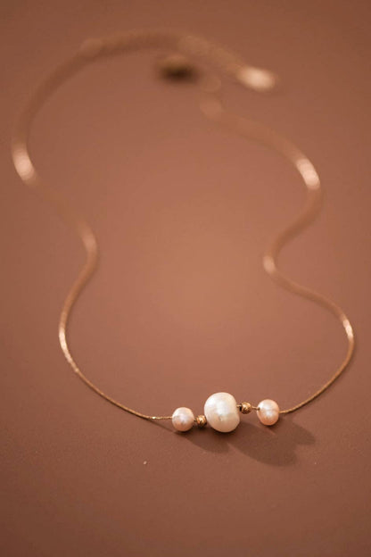 18K Gold PVD Plated Stainless Steel Freshwater Pearl Necklace – 7978: S0OX3T7978