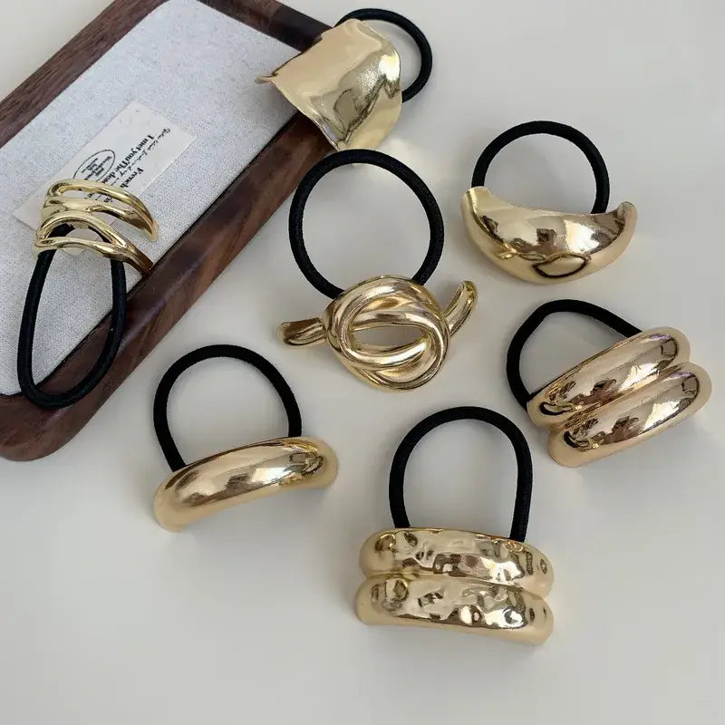 Gold Metal Hair Tie Hair Accessory Hair Band: 7