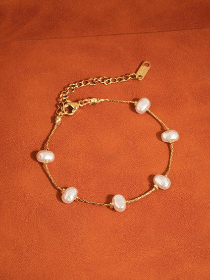 Ida 18K Non-Tarnish Petite Pearl Necklace: Yellow Gold / Necklace