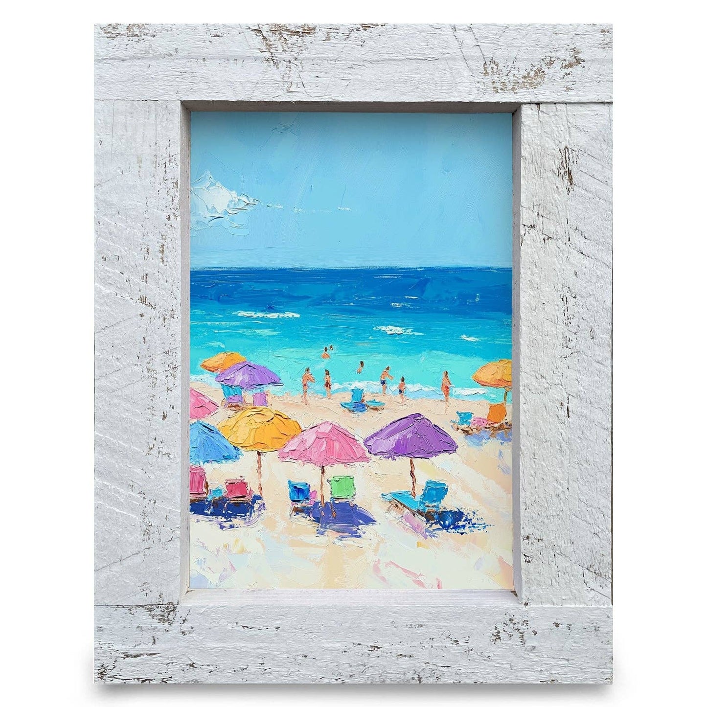 Blue Sky Beach | Real Wood Framed Wall Art Print: 8"x12"